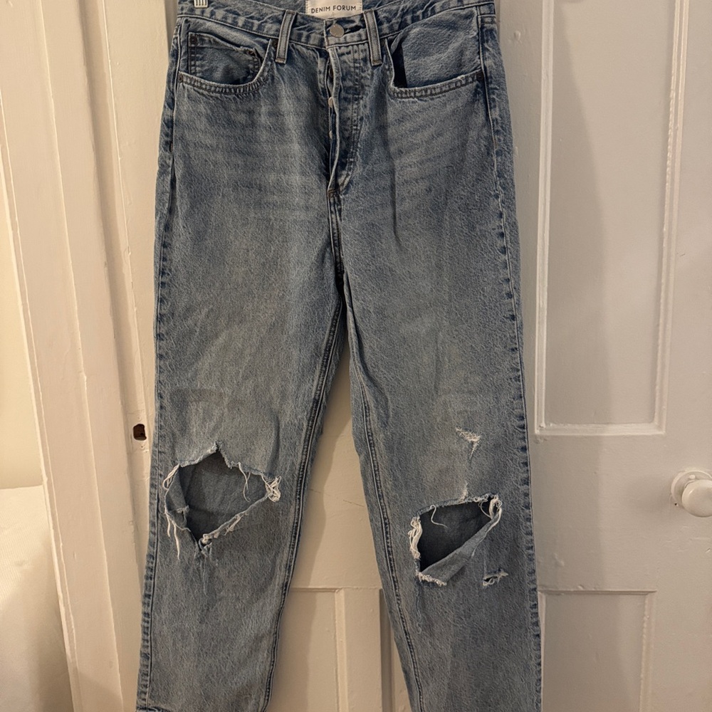 Denim Forum The Joni High Rise Loose Ripped Jeans
